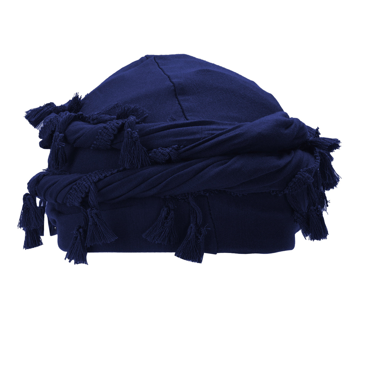 Adorila Cotton Durag Satin Lined Halo Turban Wraps, Unique Design Turban for Men & Women, Tassel Beanie for Causal Life (Blue)
