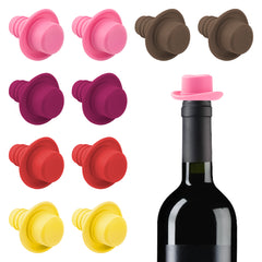 Adorila 10 Pack Silicone Wine Bottle Stopper, Reusable Wine Bottle Caps, Bottle Sealer Covers for Beverages Champagne Liquors