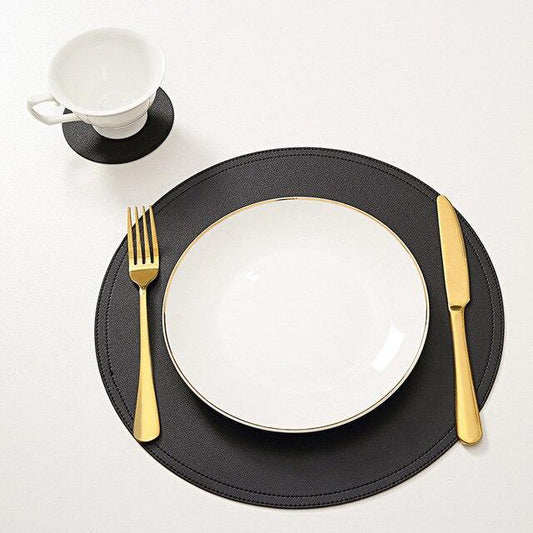 Round leather placemat