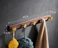 Bathroom Black Walnut Clothes Hooks Free Perforated Row Hooks