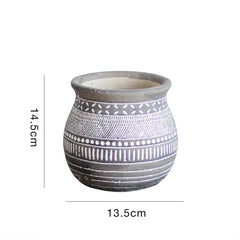 African Elements Cement Decorative Flower Pots Jars Retro Art Planting Trees Soil Culture High-End Gardening Bohemia