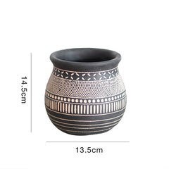 African Elements Cement Decorative Flower Pots Jars Retro Art Planting Trees Soil Culture High-End Gardening Bohemia