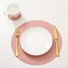 Round leather placemat