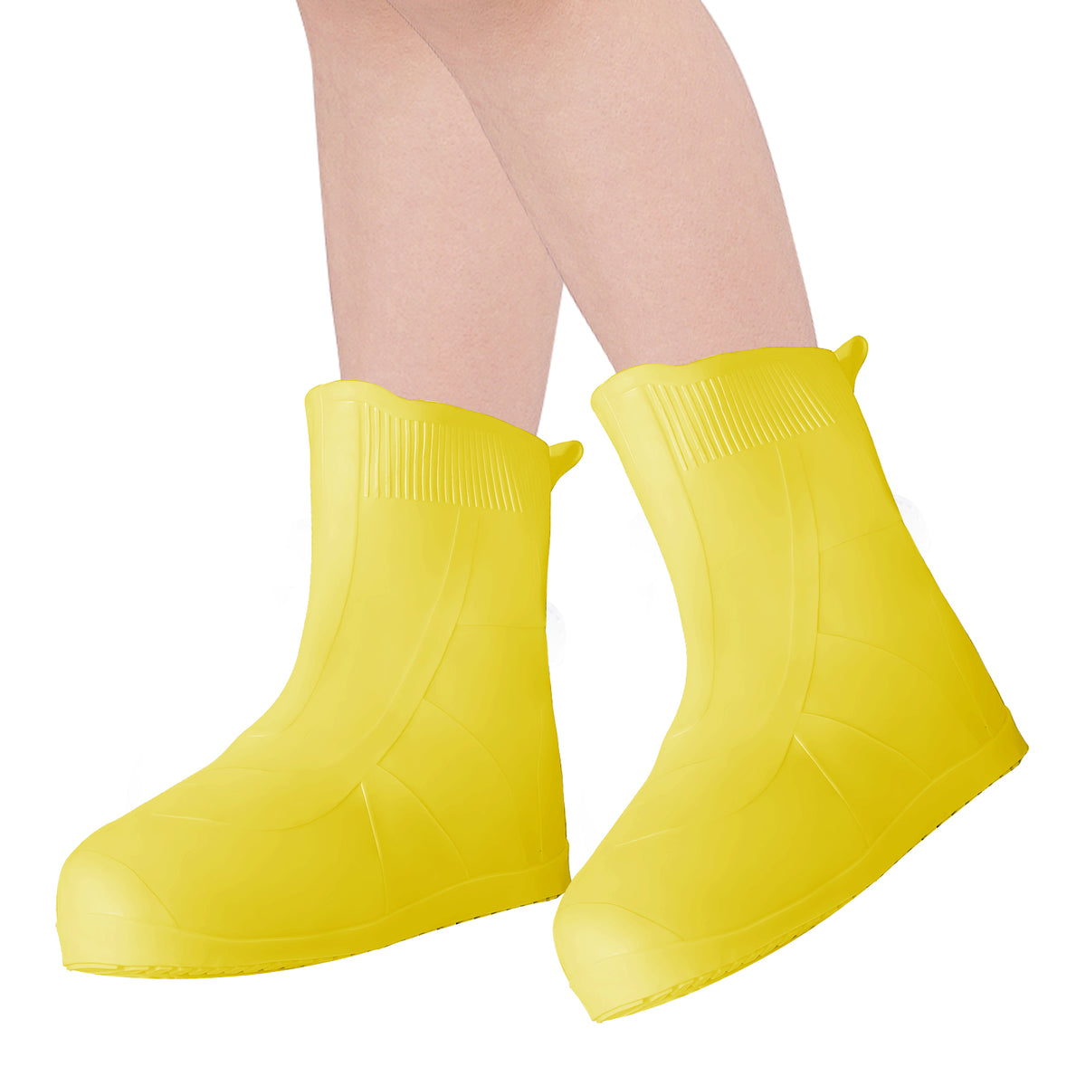 Adorila Kid Rain Silicone Shoe Covers, Anti-Slip Wear-Resistant and Portable Waterproof Shoe Covers, Kid Shoe Covers for Outdoor Home Travel Rain Boots (Yellow, M)