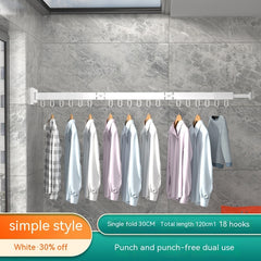 Balcony Wall-mounted Folding Clothes Hanger Indoor Invisible Telescopic Clothes Rail Drying Rack Quilt Fantastic