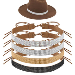 Adorila 4 Pack Bling Rhinestone Cowboy Hat Bands, Adjustable Cowgirl Hat Belt, Cowboy Hatband Hat Jewelry for Women Men