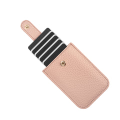 Adorila Leather Pull-Out Credit Card Holder, Minimalist Slim Wallet Fit Card & Change Storage, Portable Gift Card Holder for Women (Black)