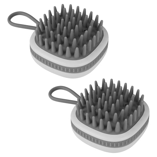 Adorila 2 Packs Scalp Massager Shampoo Brush with lanyard, Shower Silicone Head Dandruff Scrubber, Scalp Care Hair Wash Brush for Women Men (Grey)