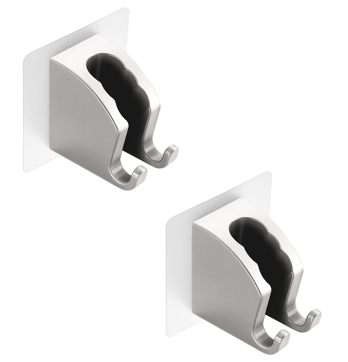 Adorila 2 Pack Shower Head Holder Wall Mount, Adjustable Handheld Shower Holder with 2 Hanger Hooks, Adhesive Shower Wand Holder for Bathroom