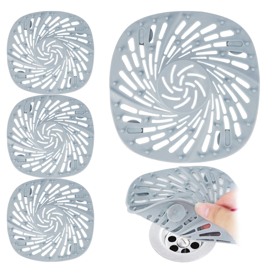 Adorila 4 Packs Hair Catcher Shower Drain, Bathtub Hair Stopper Drain Covers, Convex Cover Suction Cup Stopper Strainer for Bathroom Kitchen