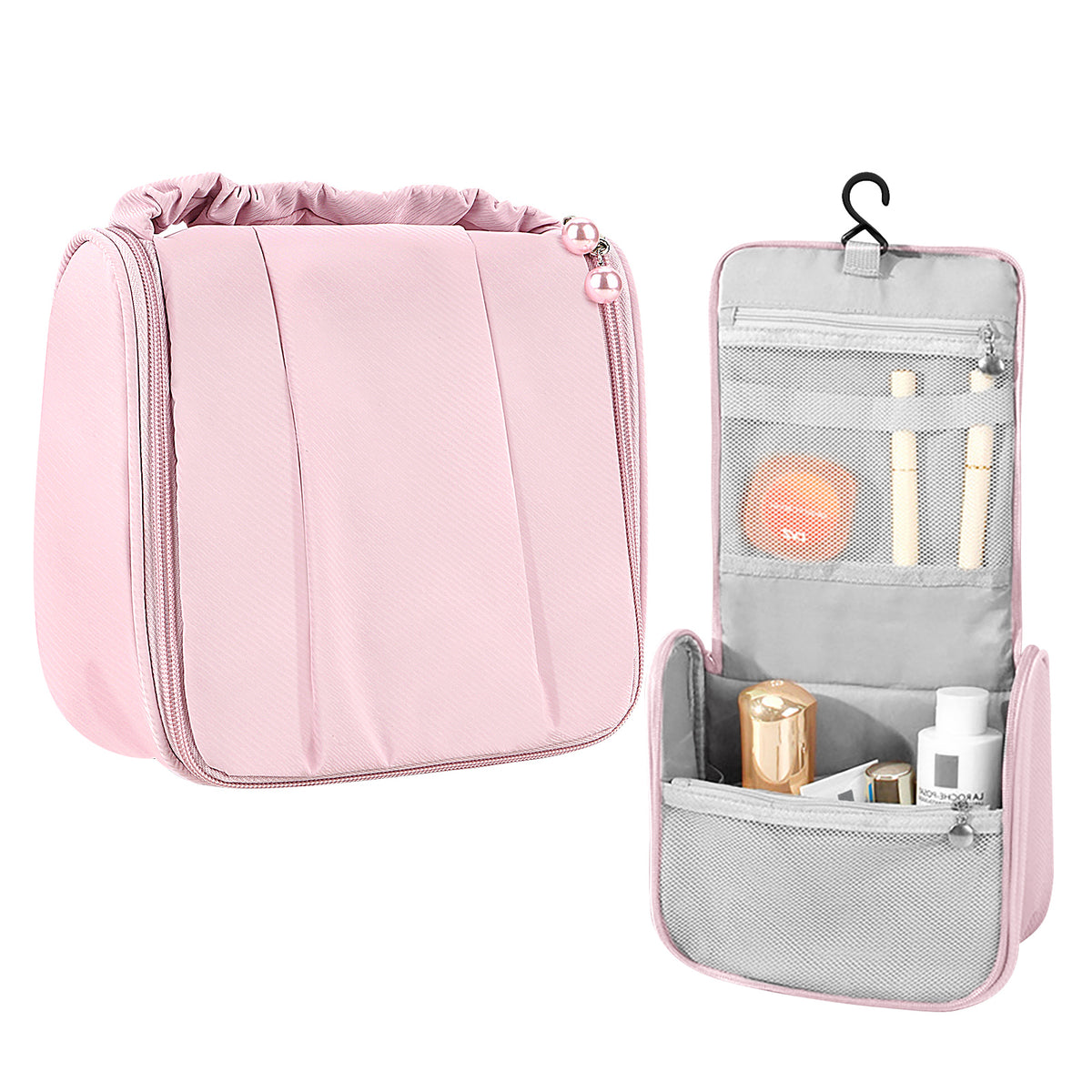 ADORILA Toiletry Bag with Hanging Hook, Portable Cosmetic Travel Bag for Women, Waterproof Makeup Storage Toiletries Organizer