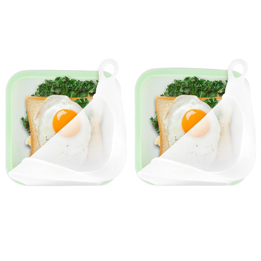 Adorila 2 Pack Silicone Sandwich Storage Bag, Thick Reusable Food Storage Container, Leakproof Washable Sandwich Bags (Green)