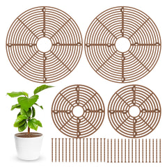 Adorila 4 Pcs Plant Pots Cover, Cuttable Protective Bonsai Tools for Indoor & Outdoor Planters, Round Soil Grid with Center Cutout for Plant Pots (Round)