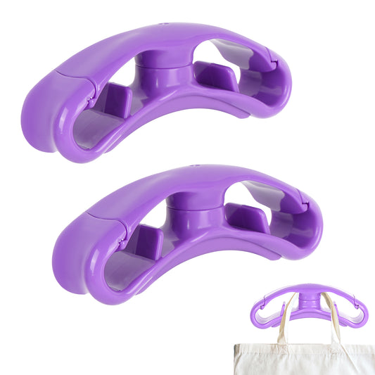 Adorila 2 Pack Grocery Bag Carrier Handle, Hands Free Shopping Bag Holder with Rubber Grip, Plastic Bag Holder for Shopping Carrier (Purple)