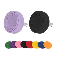 Adorila 2 Pcs Silicone Car Vent Diffuser Aromatherapy, Car Diffuser Vent Clip, Car Air Outlet Aromatherapy Accessories with 20 Felt Pads (Black, Purple)