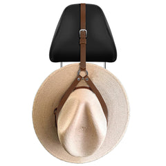Adorila Cowboy Hat Rack for Pickup Trucks, Leather Cowboy Hat Holder for Truck Headrest, Cowboy Hat Hanger for Vehicle SUV Car Accessories (Black)