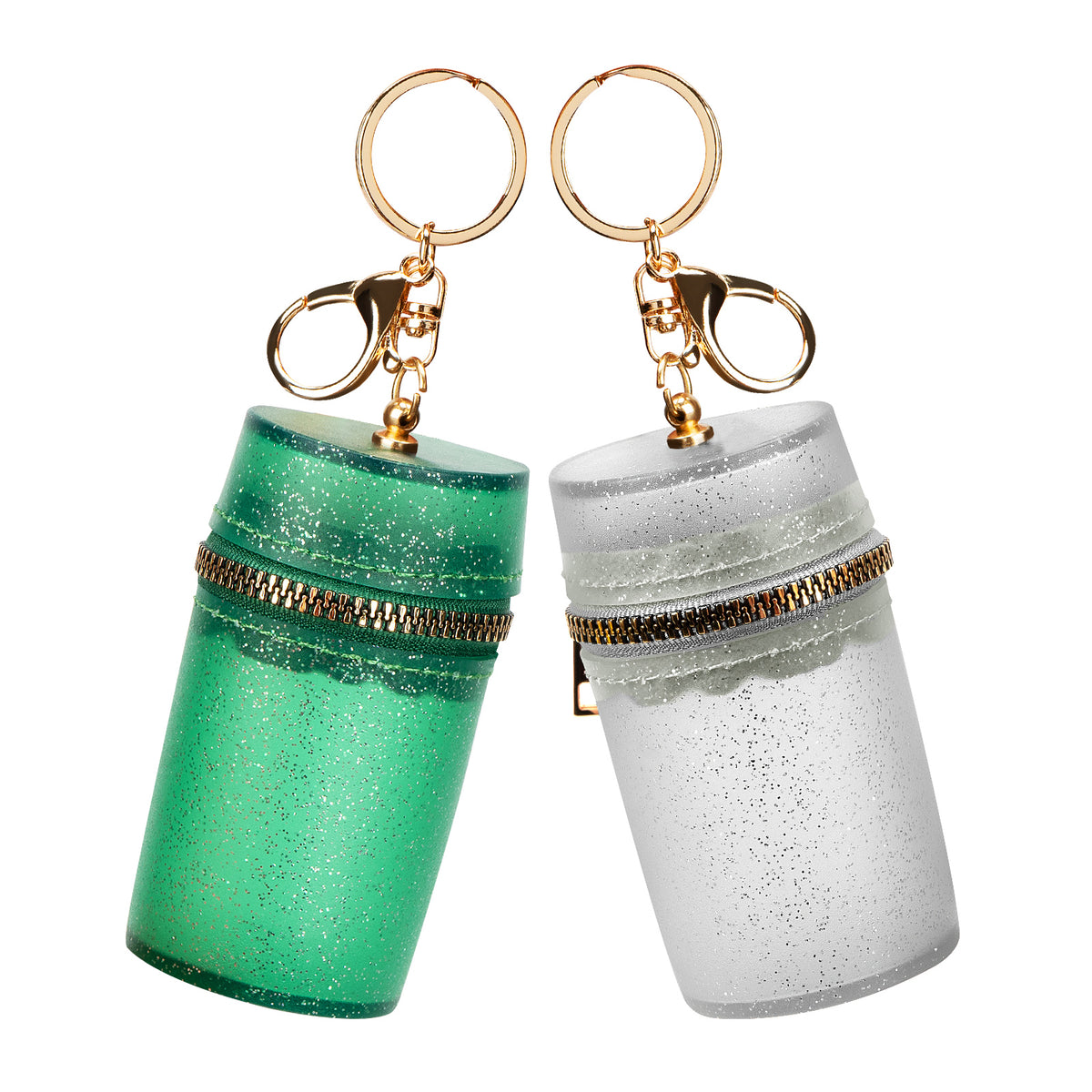 Adorila 2 Pack Lipstick Case, Transparent Lipstick Organizer for Travel, Portable Lip Gloss Bag Lip Balm Holder for Women (Green & White)