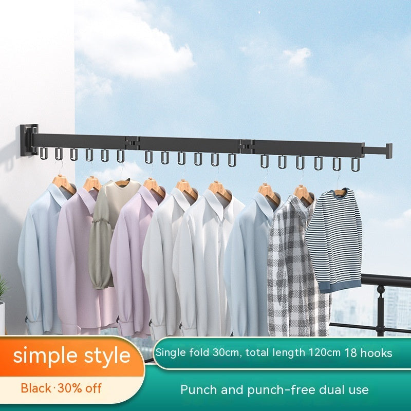 Balcony Wall-mounted Folding Clothes Hanger Indoor Invisible Telescopic Clothes Rail Drying Rack Quilt Fantastic
