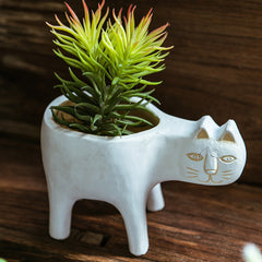 Cartoon Cat Shaped Gardening Green Planting Pots Home Crafts