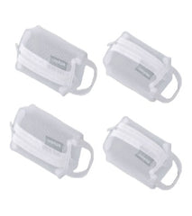 Adorila 4 Pack Portable Square Mesh Storage Bag, Mini Mesh Zipper Pouch Coin Purse, Transparent Small Makeup Bag (White)