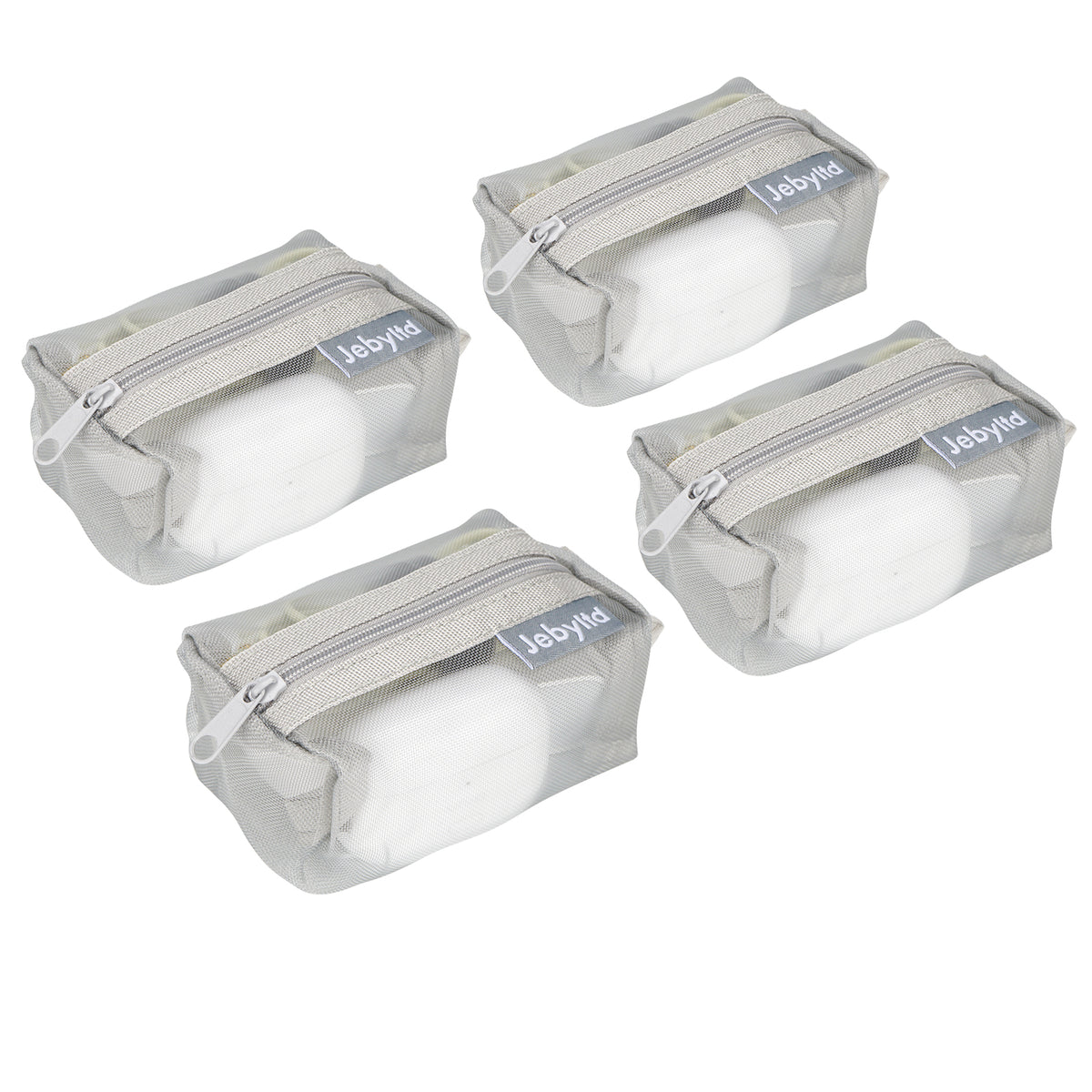 Adorila 4 Pack Portable Square Mesh Storage Bag, Mini Mesh Zipper Pouch Coin Purse, Transparent Small Makeup Bag (Grey)