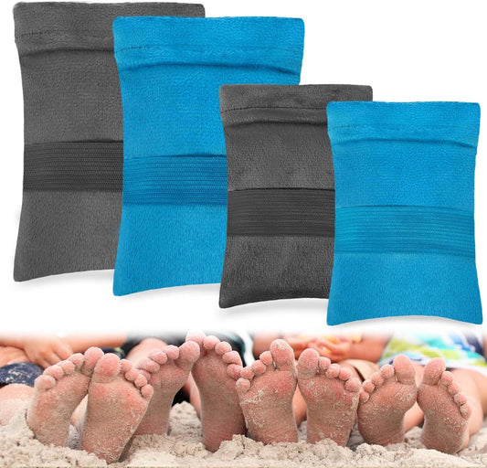 Adorila 4 Pack Coral Fleece Sand Remover for Beach, Summer Sand Remover for Beach Beach Vacation Essentials, Sand Cleaner Mitt for Outdoor