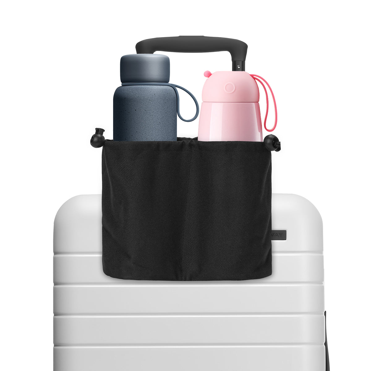 Adorila Luggage Travel Cup Holder, Universal Free Hand Drink Carrier, Drink Caddy Beverage Holder for Luggage (Black)