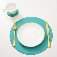 Round leather placemat