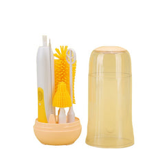 Adorila Electric Travel Bottle Brush Cleaner Set, Portable Silicone Bottle Brush with Nipple Brush, Straw Brush, Milk Stirrer, Drying Rack (Yellow)