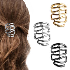 Adorila 3 Pack 1.6" Metal Hair Clips, Lightweight Hairpin Clips for Women Thin Thick Curly Hair, Curved Retro Clips for Hair, Strong Barrettes Decorative Hair Styling Accessories