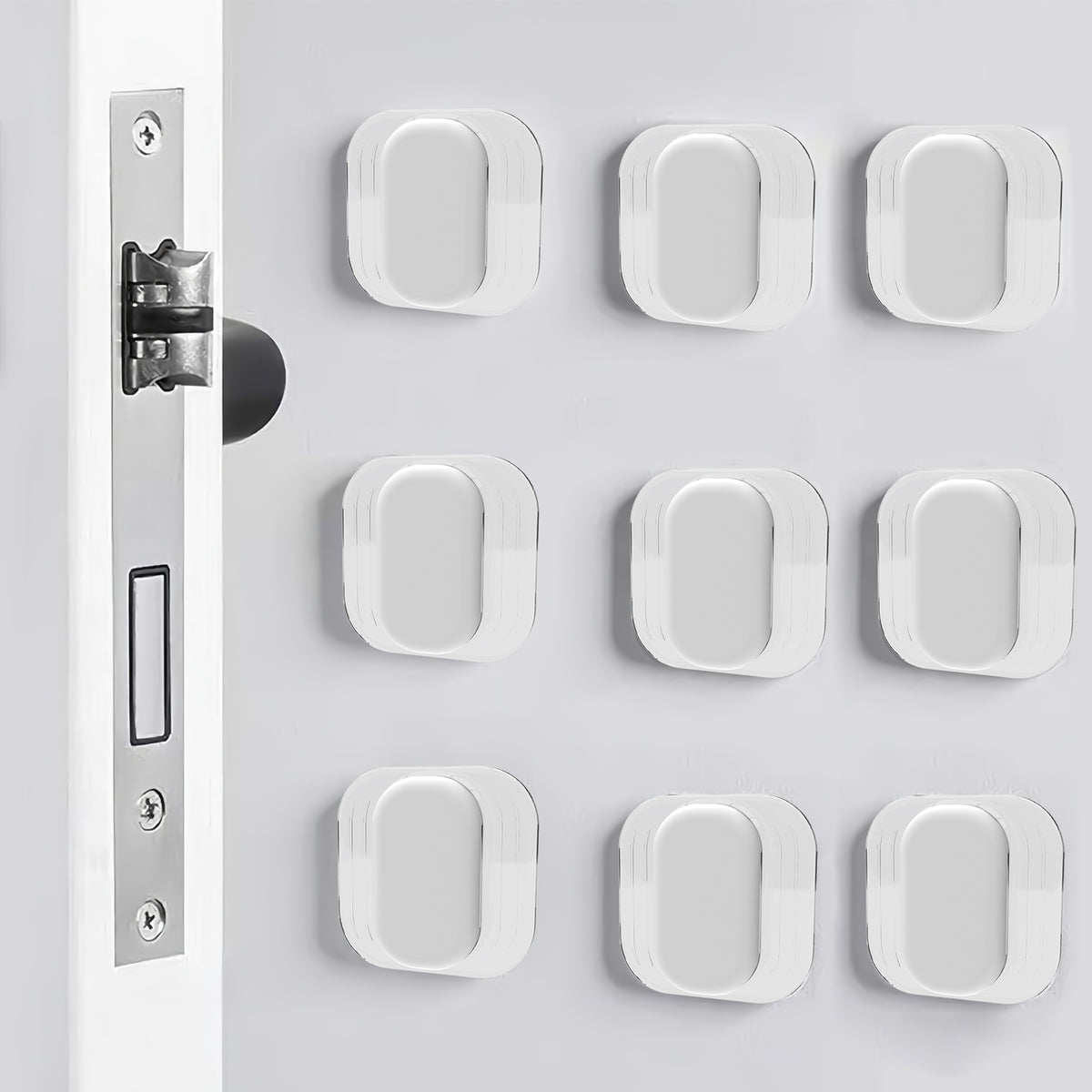 Adorila 9 Pack Door Stoppers Wall Protector, Self Adhesive Silicone Door Knobs Wall Protectors, Door Handle Bumper for Home Office (White)