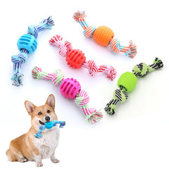 Dog Bite-resistant Teeth Cleaning Pets Toys Ball Double Knot Cotton Cord With Ball Dog Toy Teeth Grinding Toy Teeth Cleaning Pet Products