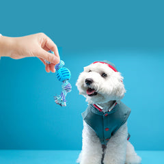 Dog Bite-resistant Teeth Cleaning Pets Toys Ball Double Knot Cotton Cord With Ball Dog Toy Teeth Grinding Toy Teeth Cleaning Pet Products