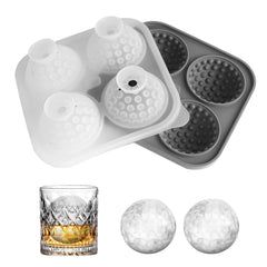 Adorila Large Silicone Ice Cube Tray, 4 Round Slots Ice Cube Trays for Freezer with Lid, Leak-Free Ice Ball Maker Mold for Whiskey, Cocktails, Bourbon (Grey)