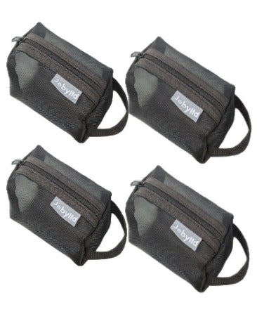 Adorila 4 Pack Portable Square Mesh Storage Bag, Mini Mesh Zipper Pouch Coin Purse, Transparent Small Makeup Bag (Black)