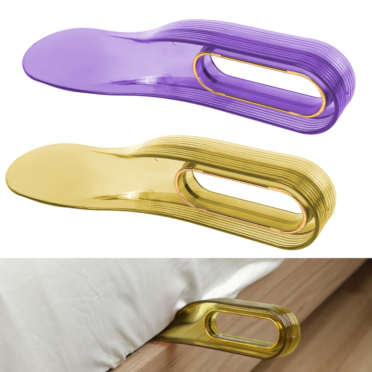 Adorila 2 Pack Mattress Lifter Tool for Changing Sheets, Bed Sheet Tucker Tool for Making Bed, Mattress Tucker Tool Paddle (Yellow & Purple)