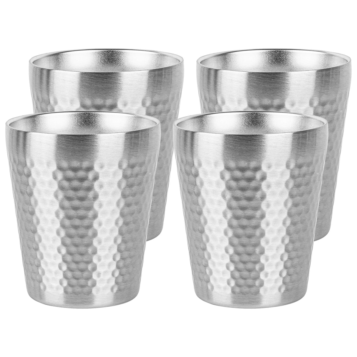 Adorila 4 Pack Stainless Steel Insulated Cup Double Wall, 10 oz Metal Stackable Water Tumblers, Reusable Drinking Glasses for Home Office Party Outdoor (Silver)