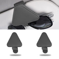 Adorila 2 Pack Sunglasses Holders for Car Sun Visor, Magnetic Leather Glasses Eyeglass Holder, Eyeglass Hanger and Ticket Card Clip (Black)