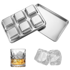 Adorila Stainless Steel Ice Maker for Freezer, Ice Cube Container with Lid, Leak-Free Square Ice Molds (Silver)