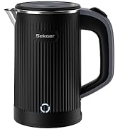 Sekaer Small Electric Kettle Portable Travel Hot Water Tea Boiler Stainless Steel 0.8L, Mini Elec...