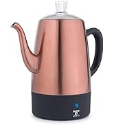 Moss & Stone Electric Coffee Percolator Copper Body with Stainless Steel Lids Coffee Maker | Perc...