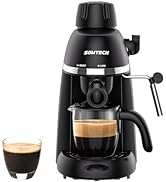 SOWTECH Espresso Coffee Machine Cappuccino Latte Maker 3.5 Bar 1-4 Cup with Steam Milk Frother Black