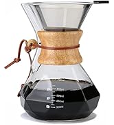 Lalord Pour Over Coffee Maker with Reusable Stainless Steel Filter, 27 oz Borosilicate Glass Coff...