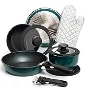 Moss & Stone Aluminum Pots And Pans Set Nonstick, Removable Handle Cookware, Stackable Pots And P...