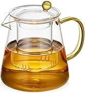 Unbreakable Glass Teapot,750ml/25oz Glass Teapot with Removable Infuser and Lid,Stovetop Safe Tea...