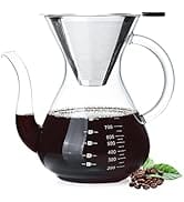 Unbreakable Pour Over Coffee Maker,1000ml/34oz Paperless Borosilicate Glass Carafe and Reusable S...