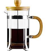 PARACITY French Press Coffee Maker, Mini Coffee Press with Bamboo Handle, French Press of 18/8 St...