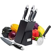Moss & Stone Professional Kitchen Knife Chef Set, Knife Set With Block, Kitchen Knife Set Black T...