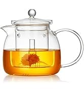 Unbreakable Glass Teapot with Removable Infuser, Glass Teapot Kettles Stovetop Safe, 46oz/1350ml ...