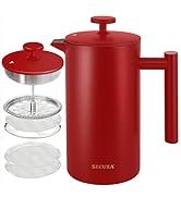 Secura French Press Coffee Maker, Double-Wall 304 Grade Stainless Steel Coffee Press with 2 Extra...